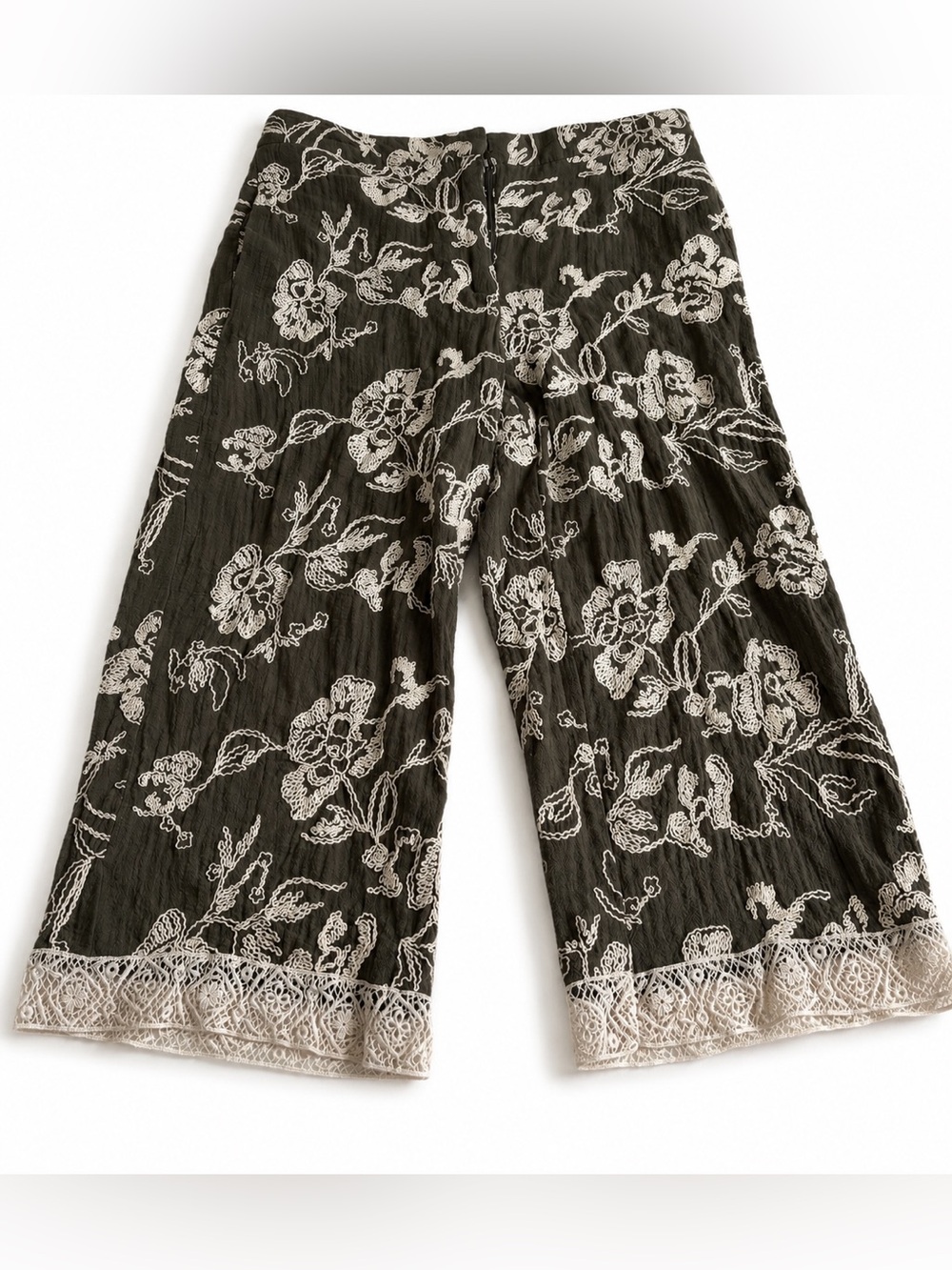 ZARA High Waist Wide Leg Pants Khaki